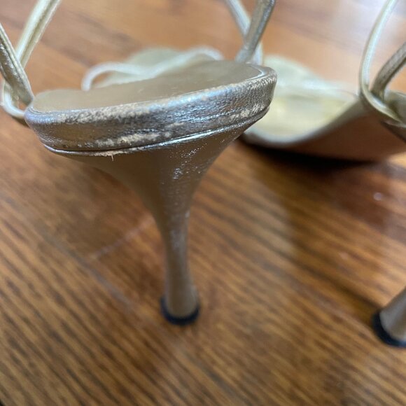 Manolo Blahnik Gold Strappy Sandals, Size 40 EU - Picture 14 of 16
